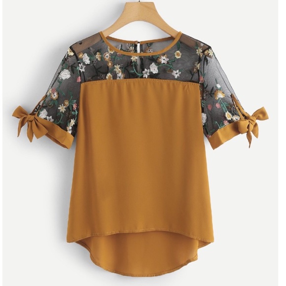 Tops - Beautiful New Mustard Yellow Embroiderd Shirt